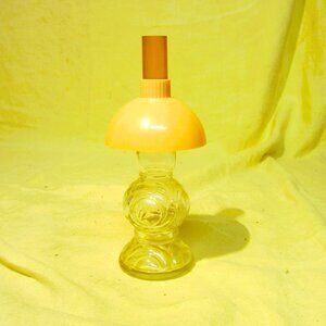 VTG PRESSED GLASS BOTTLE MADE TO LOOK LIKE OLD FASHIONED LAMP WITH SHADE